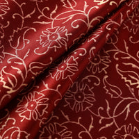 Red - Mashru Silk Kutch Hand Block Printed Fabric 06