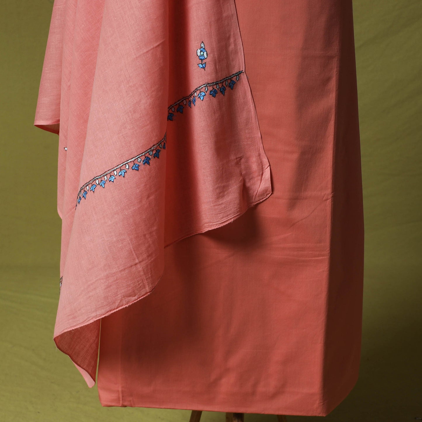 Hand Embroidered Cotton Kashida 3pc Unstitched Dress Material Suit Set 69
