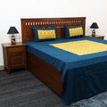 Buy Blue Patchwork Cotton Double Jacquard Bed Sheet Set