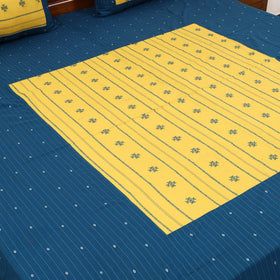 Buy Blue Patchwork Cotton Double Jacquard Bed Sheet Set