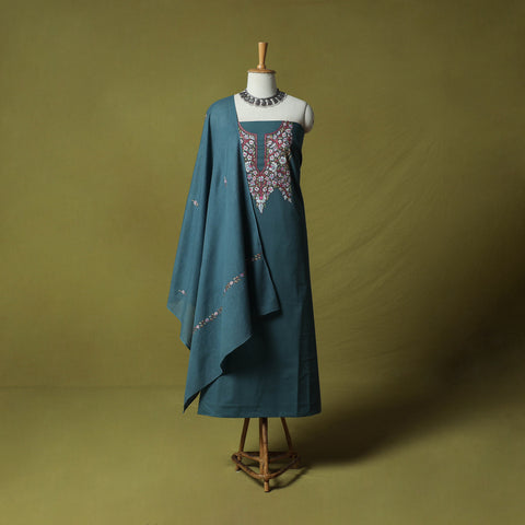 Hand Embroidered Cotton Kashida 3pc Unstitched Dress Material Suit Set 70