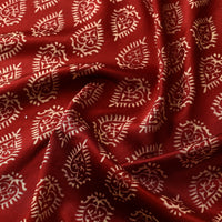 Red - Mashru Silk Kutch Hand Block Printed Fabric 07