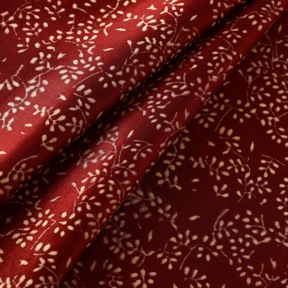 Red - Mashru Silk Kutch Hand Block Printed Fabric 08