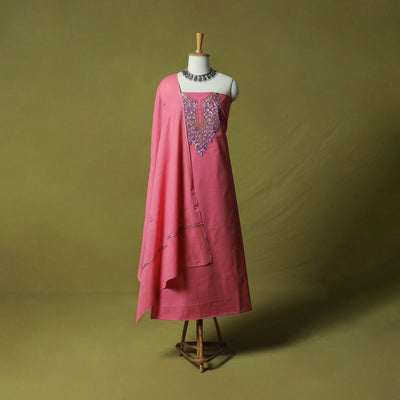Hand Embroidered Cotton Kashida 3pc Unstitched Dress Material Suit Set 71