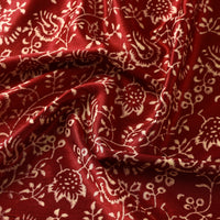 Red - Mashru Silk Kutch Hand Block Printed Fabric 09