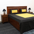 Buy Black Patchwork Cotton Double Jacquard Bed Sheet Set