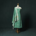 Green - Kutch Bhujodi Handloom Kala Cotton 3pc Unstitched Dress Material Suit Set 11