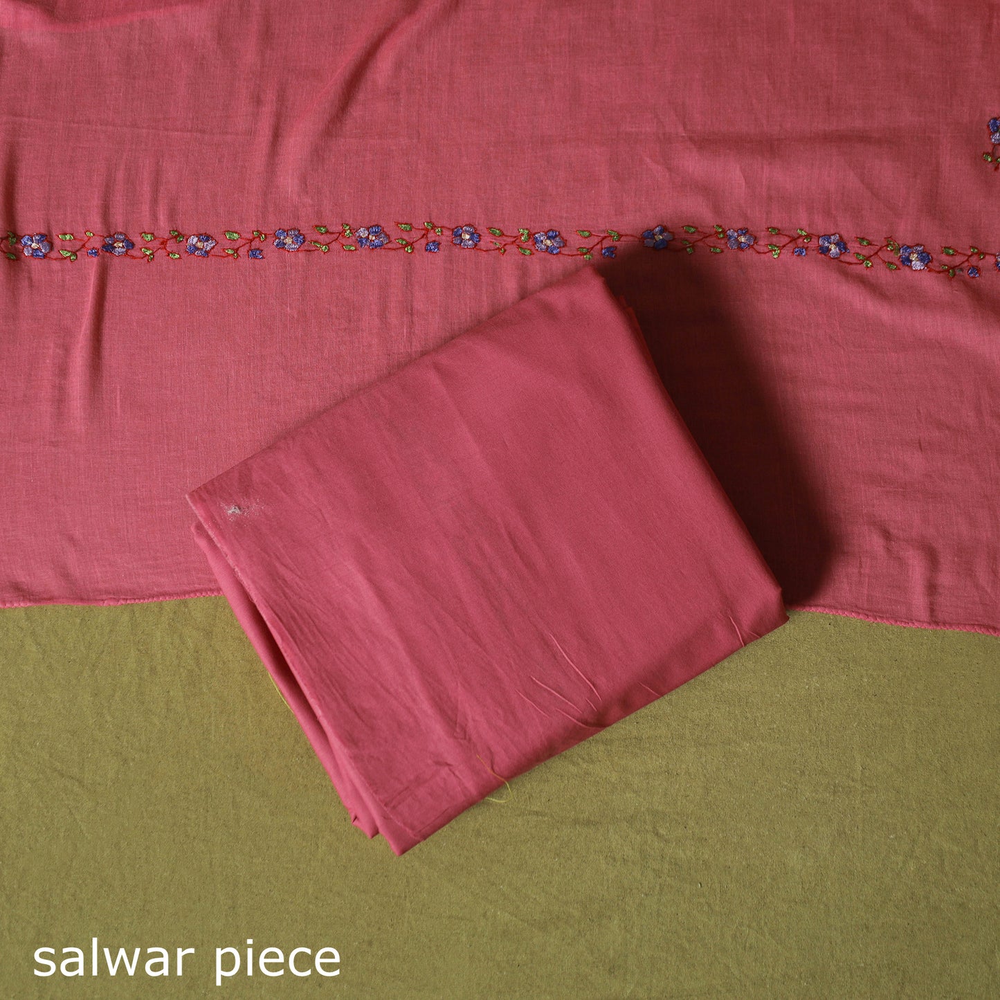 Hand Embroidered Cotton Kashida 3pc Unstitched Dress Material Suit Set 71