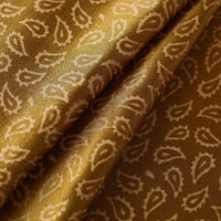 Brown - Mashru Silk Kutch Hand Block Printed Fabric 11