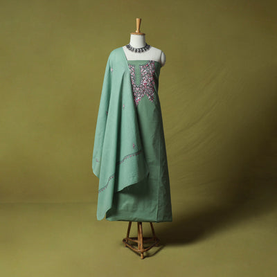 Hand Embroidered Cotton Kashida 3pc Unstitched Dress Material Suit Set 72