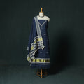 Blue - Kutch Bhujodi Handloom Kala Cotton 3pc Unstitched Dress Material Suit Set 12