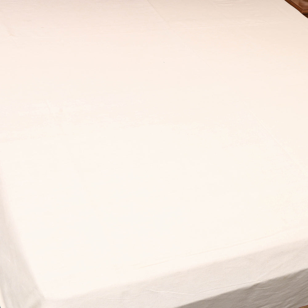 White - Plain Cotton Double Handloom Bed Cover (98 x 90 in) 02