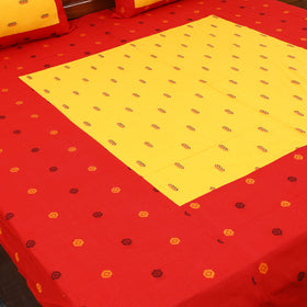 Buy Red Patchwork Cotton Double Jacquard Bed Sheet Set