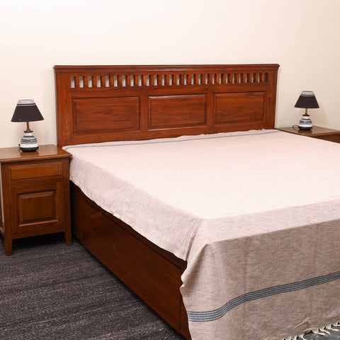 Beige - Plain Cotton Double Handloom Bed Cover (98 x 90 in) 03