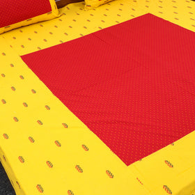 Buy Yellow Patchwork Cotton Double Jacquard Bed Sheet Set