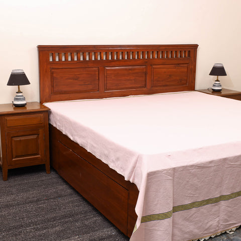 Pink - plain cotton double handloom bed cover (98 x 90 in)