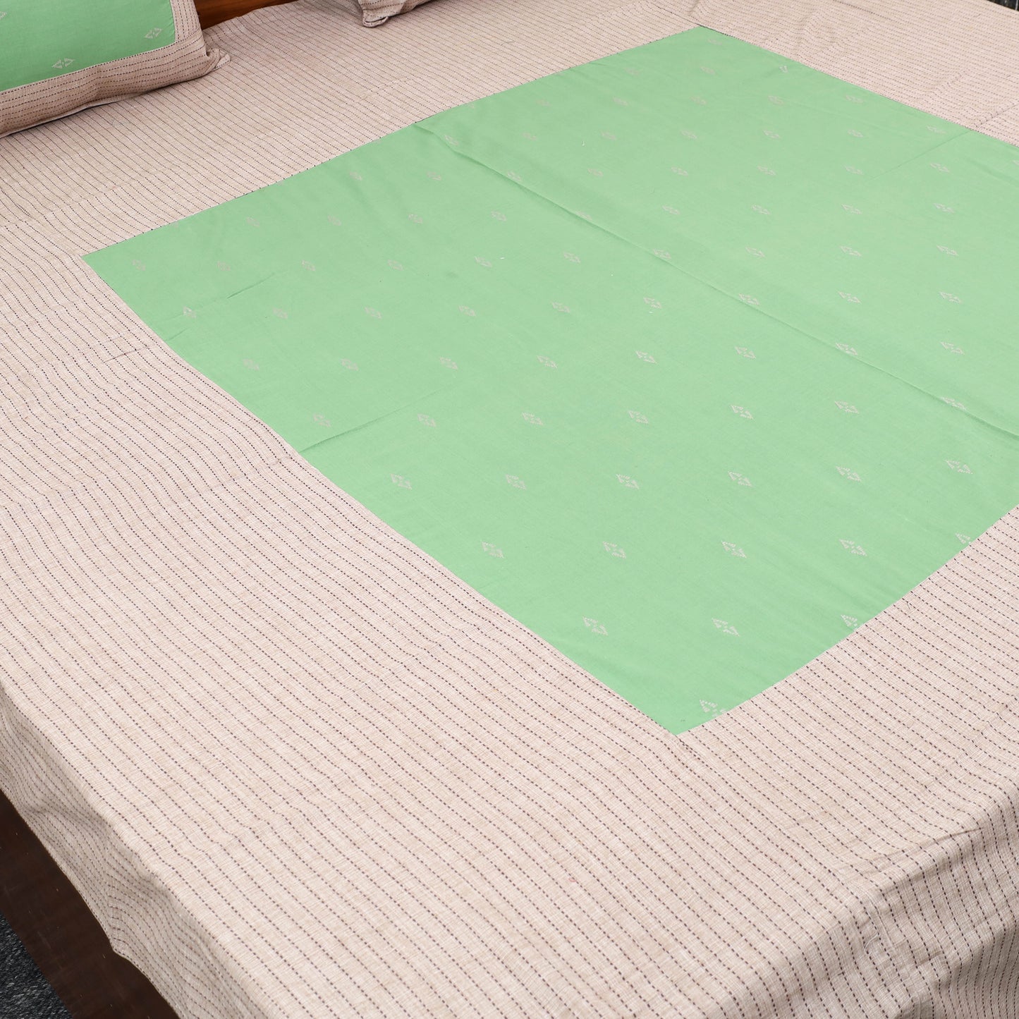 Buy Beige Patchwork Cotton Double Jacquard Bed Sheet Set