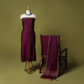 Dharwad Cotton 3pc Unstitched Dress Material Suit Set with Woven Border 55