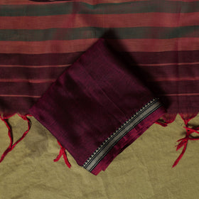 Dharwad Cotton 3pc Unstitched Dress Material Suit Set with Woven Border 55