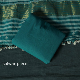 Green - Kutch Bhujodi Handloom Kala Cotton 3pc Unstitched Dress Material Suit Set 18