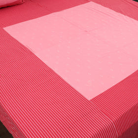 Buy Red Patchwork Cotton Double Jacquard Bed Sheet Set