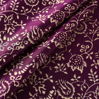 Purple - Mashru Silk Kutch Hand Block Printed Fabric 21