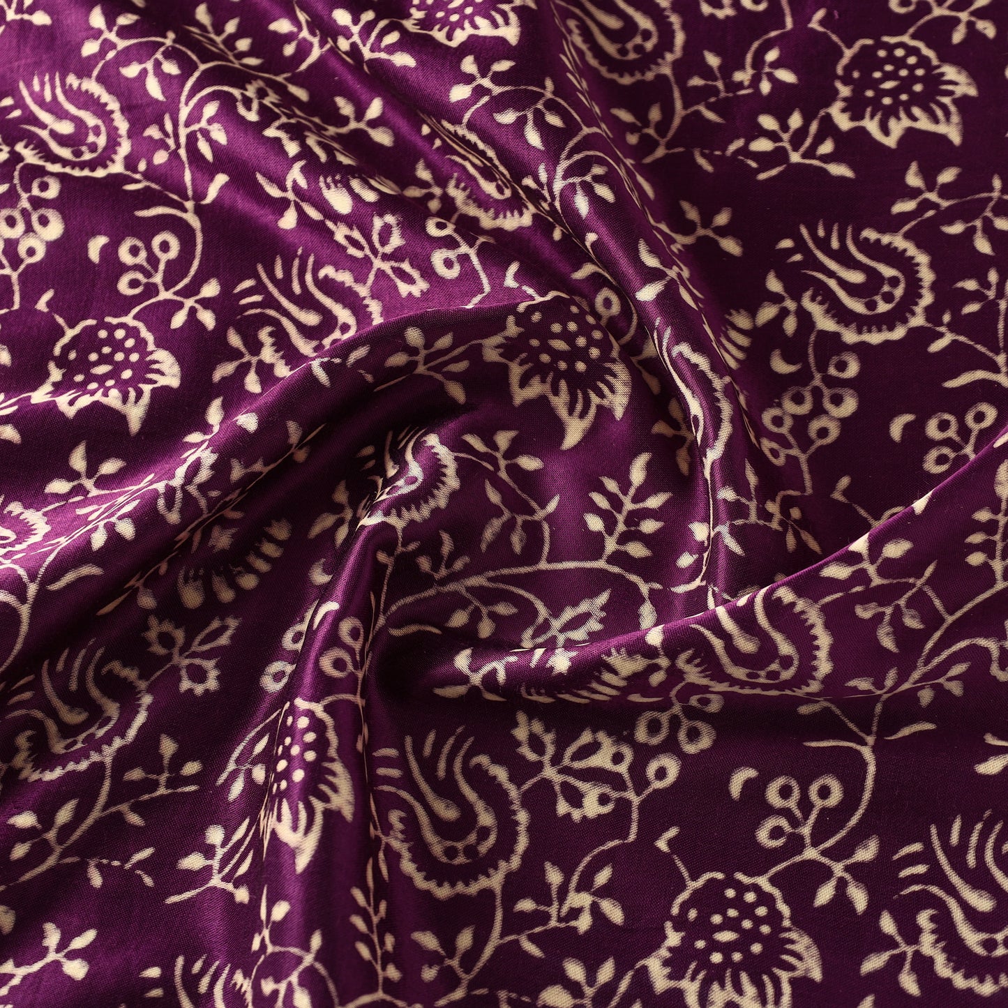 Purple - Mashru Silk Kutch Hand Block Printed Fabric 21