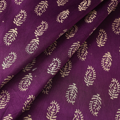 Purple - Mashru Silk Kutch Hand Block Printed Fabric 22