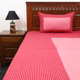 Buy Red Patchwork Cotton Double Jacquard Bed Sheet Set