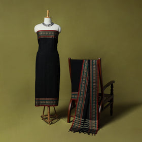 Dharwad Cotton 3pc Unstitched Dress Material Suit Set with Woven Border 57