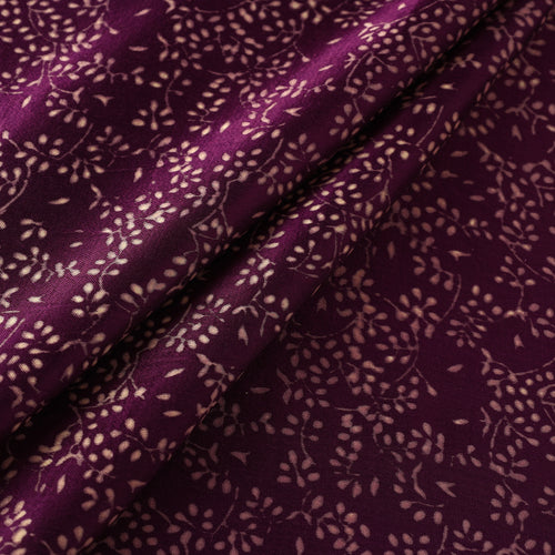 Purple - Mashru Silk Kutch Hand Block Printed Fabric 24