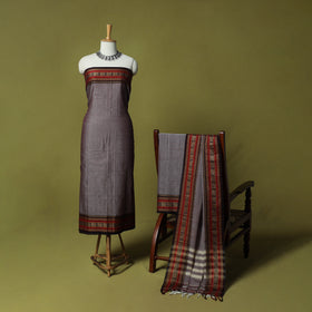 Dharwad Cotton 3pc Unstitched Dress Material Suit Set with Woven Border 58