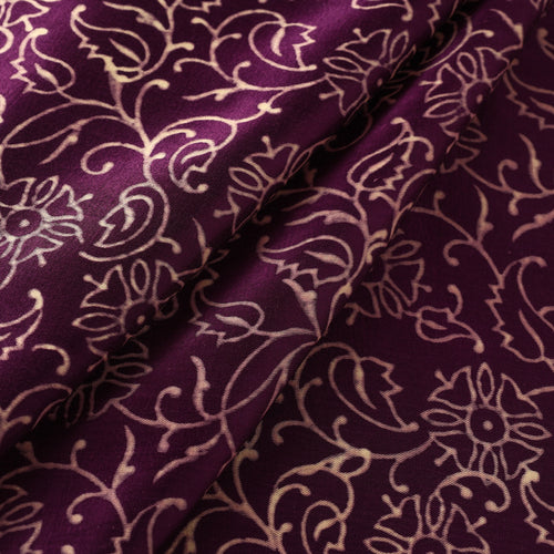 Purple - Mashru Silk Kutch Hand Block Printed Fabric 25