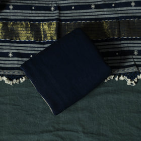 Blue - Kutch Bhujodi Handloom Kala Cotton 3pc Unstitched Dress Material Suit Set 17