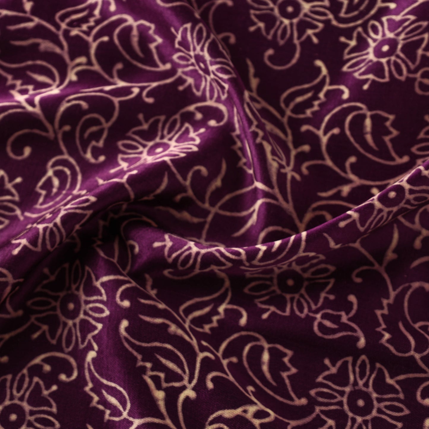 Purple - Mashru Silk Kutch Hand Block Printed Fabric 25