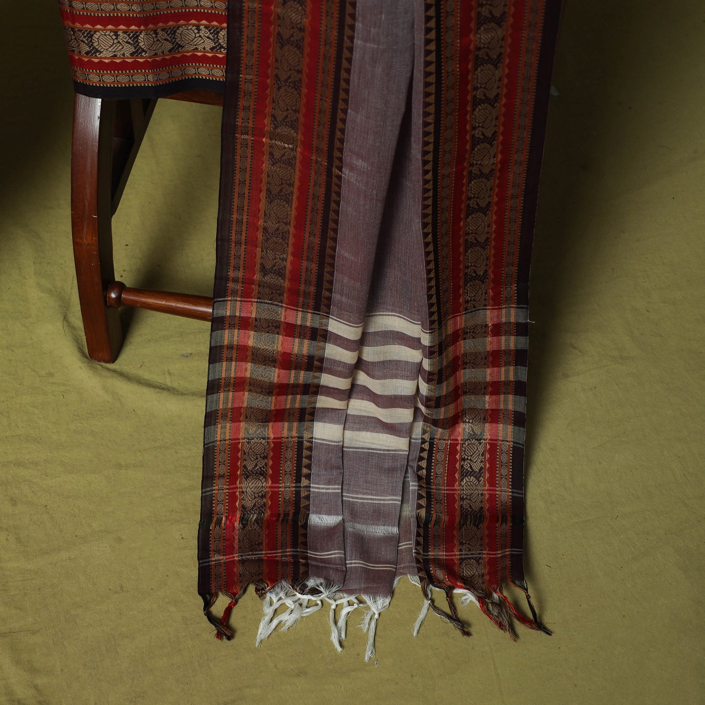 Dharwad Cotton 3pc Unstitched Dress Material Suit Set with Woven Border 58