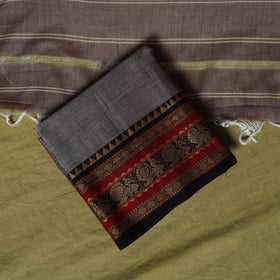 Dharwad Cotton 3pc Unstitched Dress Material Suit Set with Woven Border 58