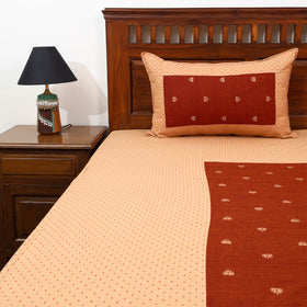 Buy Brown Patchwork Cotton Double Jacquard Bed Sheet Set
