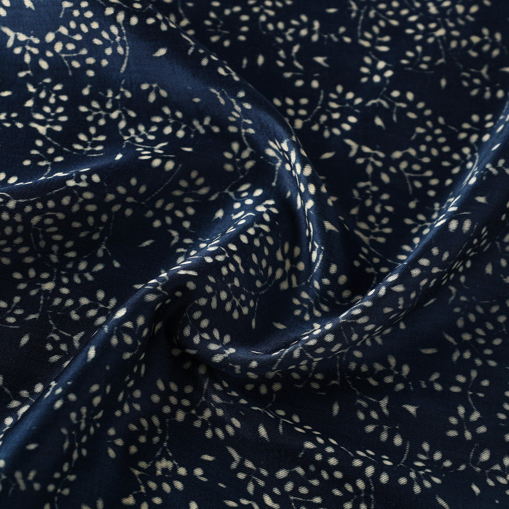 Blue - Mashru Silk Kutch Hand Block Printed Fabric 26