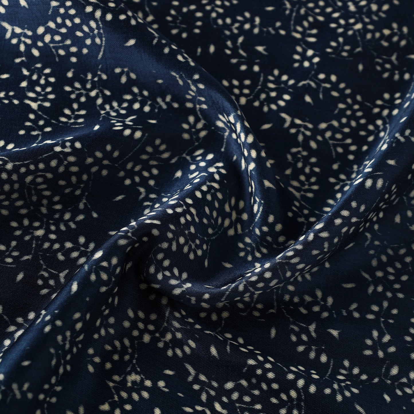 Blue - Mashru Silk Kutch Hand Block Printed Fabric 26