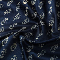 Blue - Mashru Silk Kutch Hand Block Printed Fabric 27