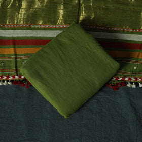 Green - Kutch Bhujodi Handloom Kala Cotton 3pc Unstitched Dress Material Suit Set 20