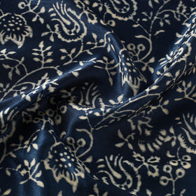  Blue Mashru Silk Kutch Hand Block Printed Fabric 