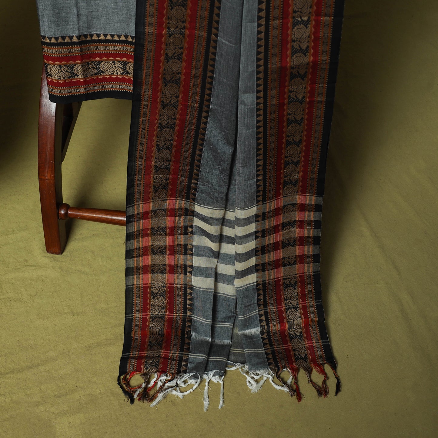 Dharwad Cotton 3pc Unstitched Dress Material Suit Set with Woven Border 59