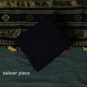 Black - Kutch Bhujodi Handloom Kala Cotton 3pc Unstitched Dress Material Suit Set 21