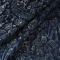 Blue - Mashru Silk Kutch Hand Block Printed Fabric 29