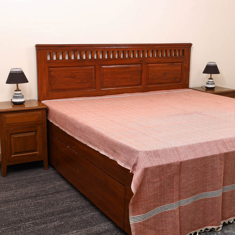 Brown - plain cotton double handloom bed cover (98 x 90 in)