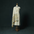 White - Kutch Bhujodi Handloom Kala Cotton 3pc Unstitched Dress Material Suit Set 22