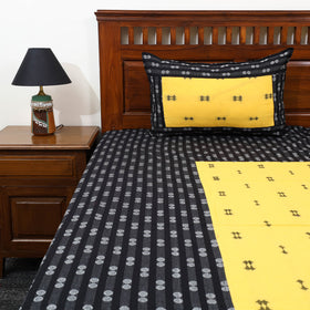 Buy Black Patchwork Cotton Double Jacquard Bed Sheet Set