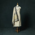 White - Kutch Bhujodi Handloom Kala Cotton 3pc Unstitched Dress Material Suit Set 24